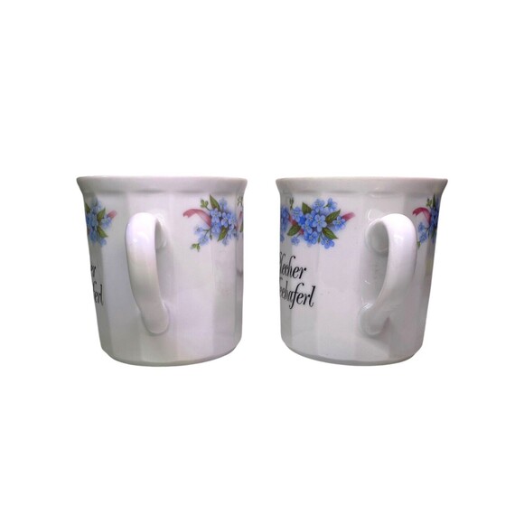 Set Of 2 German Coffee Mug Plecher Kaffeehaferl White With Floral Print Germany - Picture 3 of 9